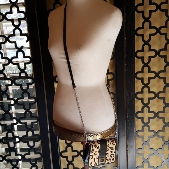 GENUINE  FUR SMALL CROSSBODY PURSE Leopard Pony Hair‎ - Picture 2 of 6